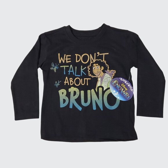 NWT Disney Encanto We Don't Talk Bruno Long Sleeve Black Graphic T-Shirt Size 3T - Picture 1 of 6